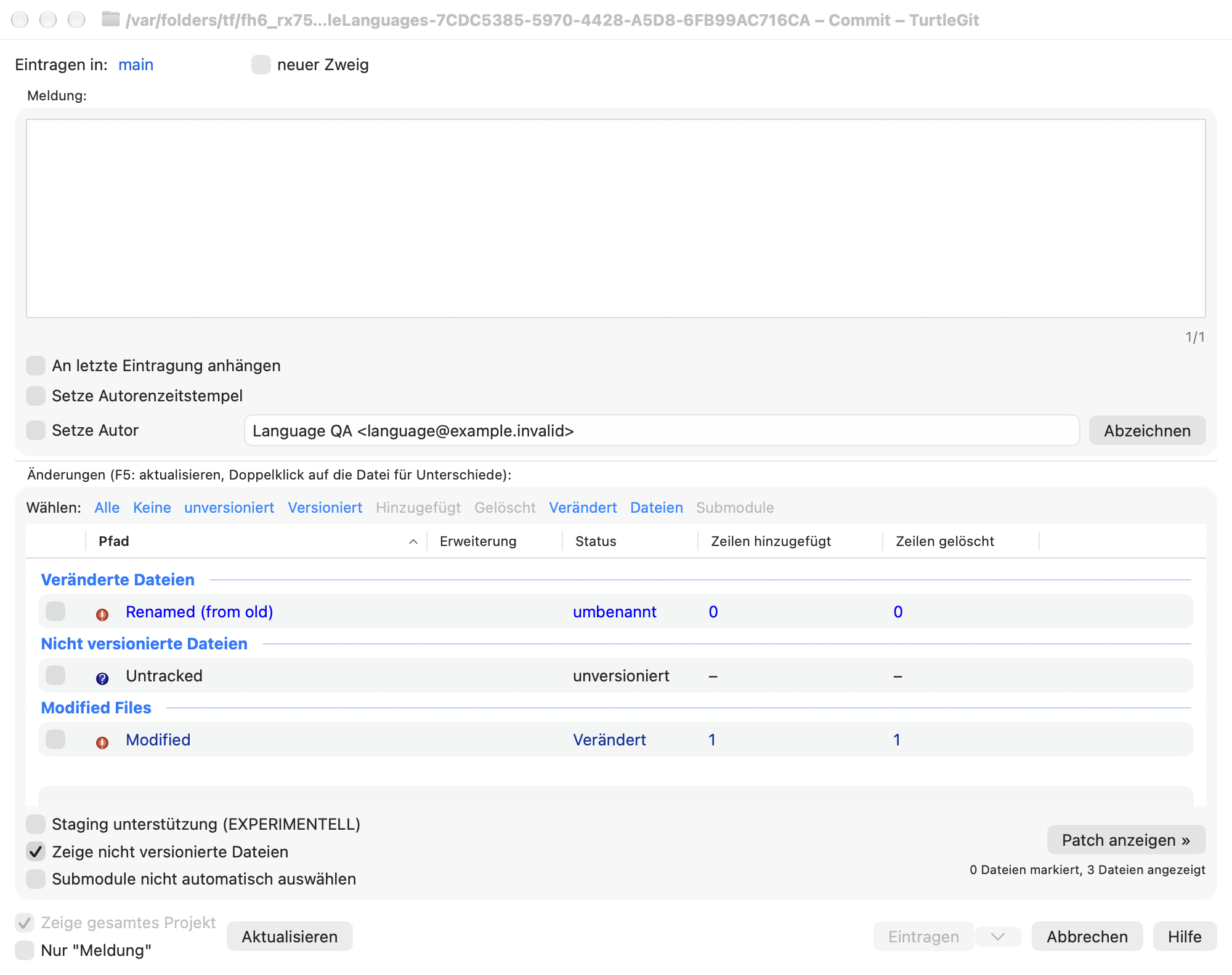 Commit groups and selection, German, light