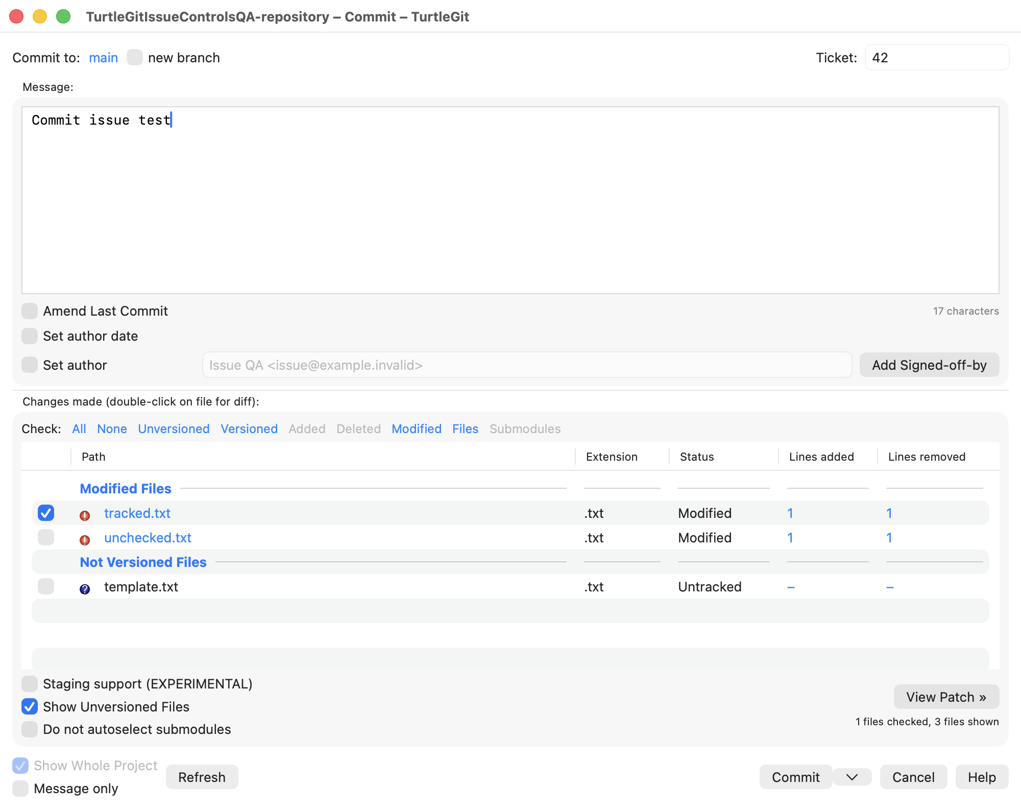 Native issue-ID Commit controls