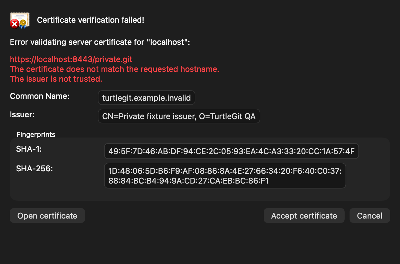 Git certificate review, dark