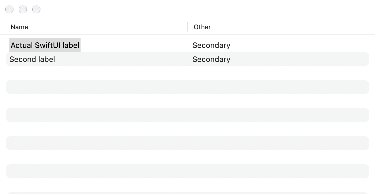 Label-only selection, light diagnostic table