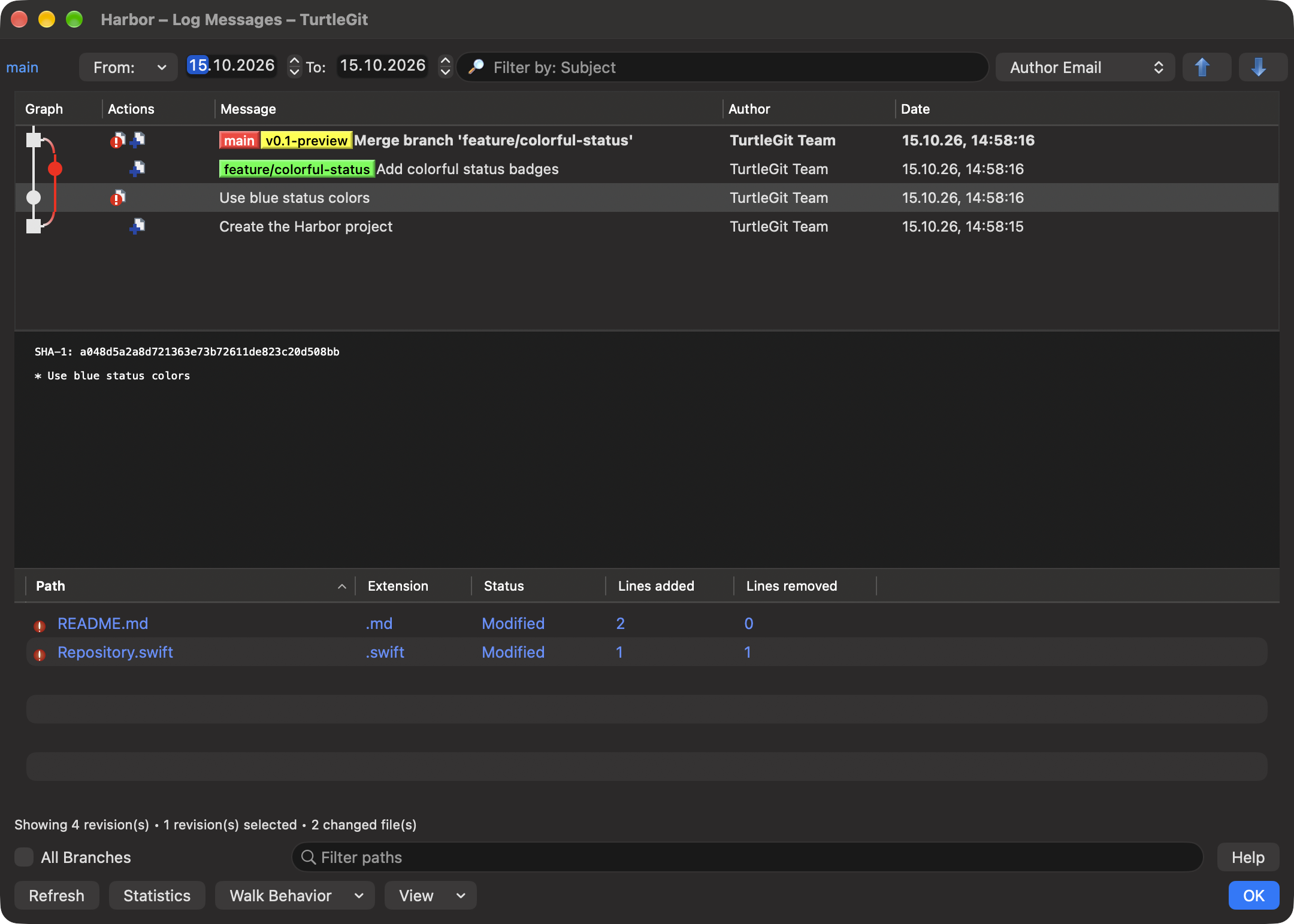 Native Log filter layout in dark mode