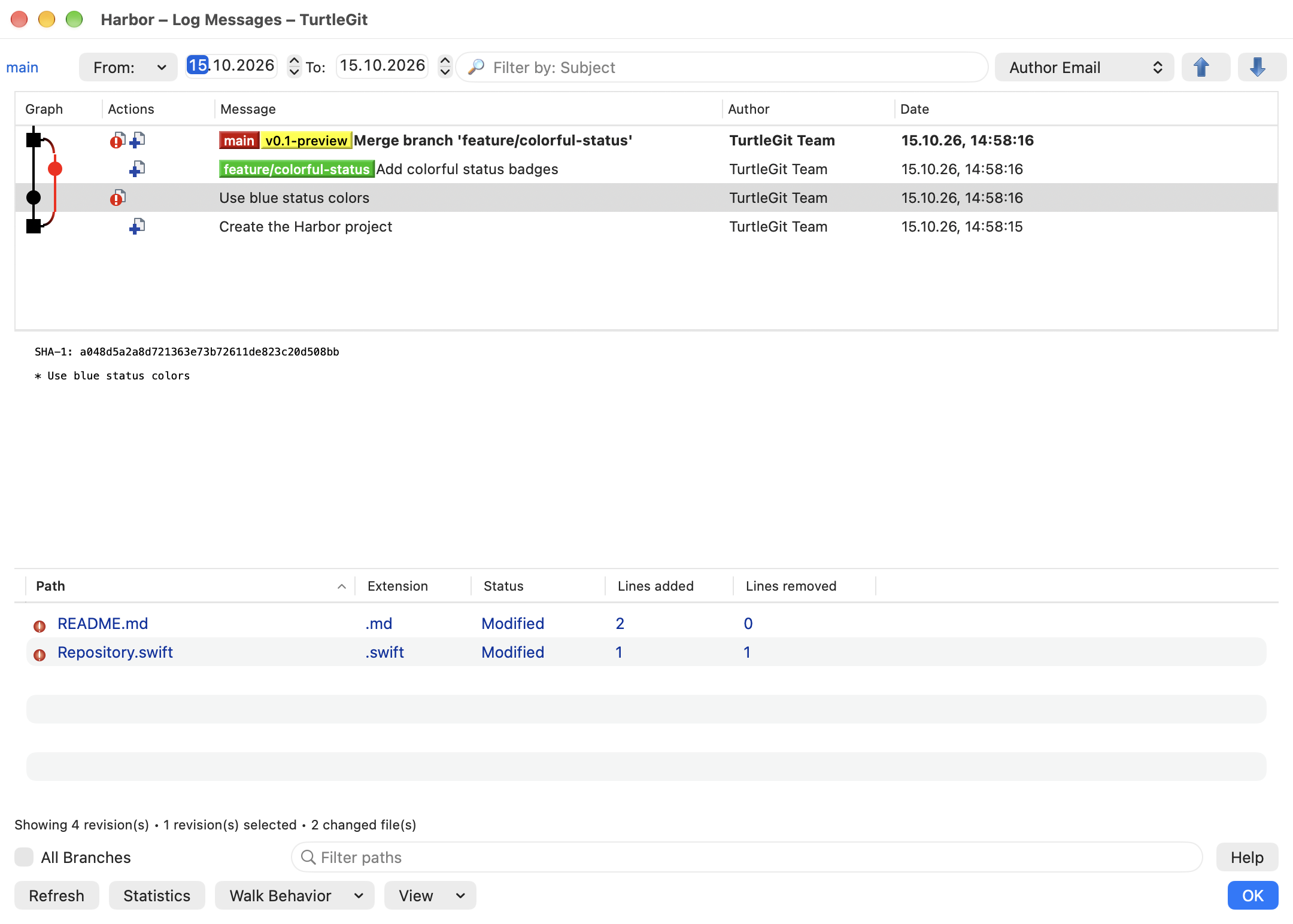 Native Log filter layout in light mode