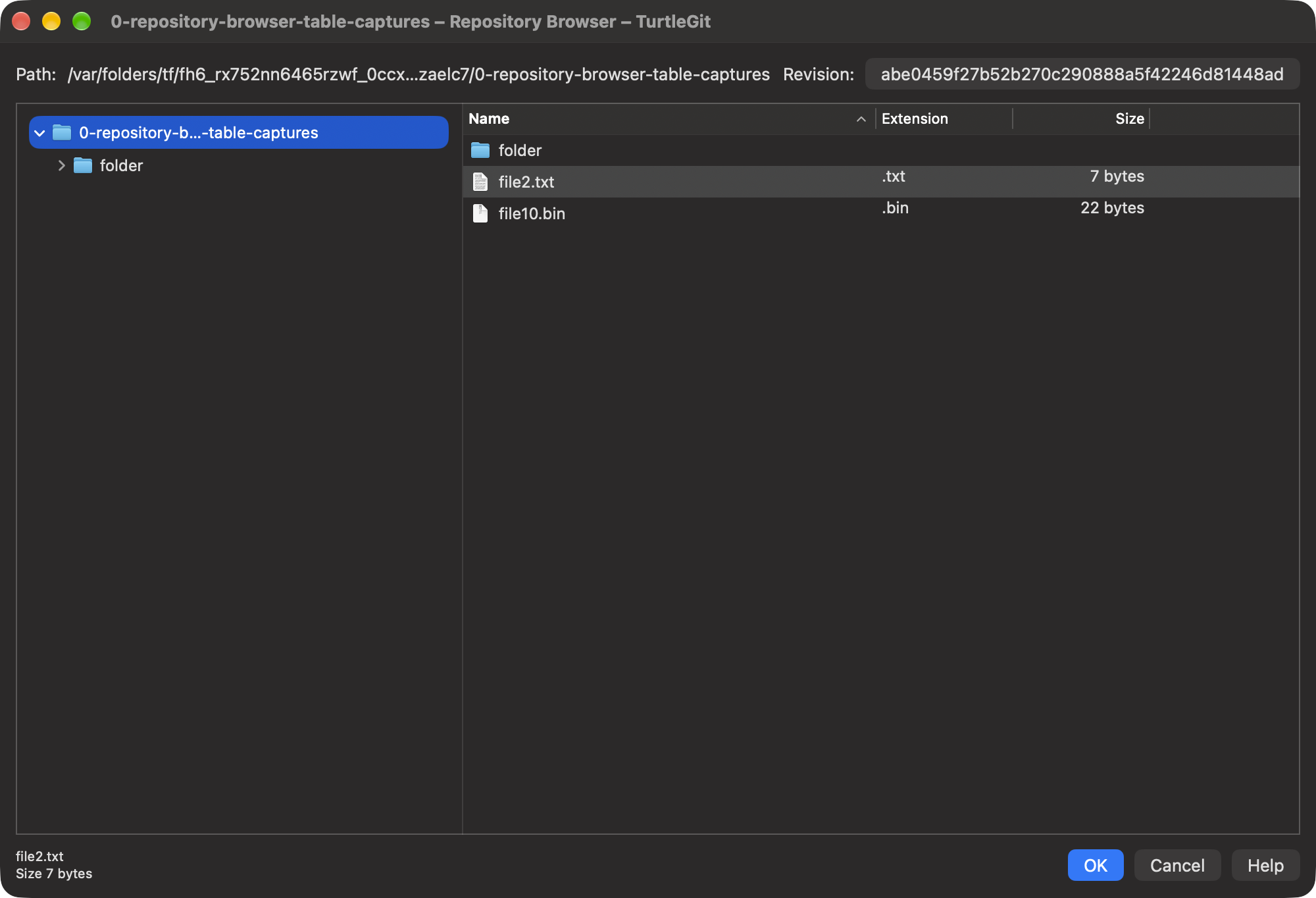 Native Repository Browser folder tree in dark mode