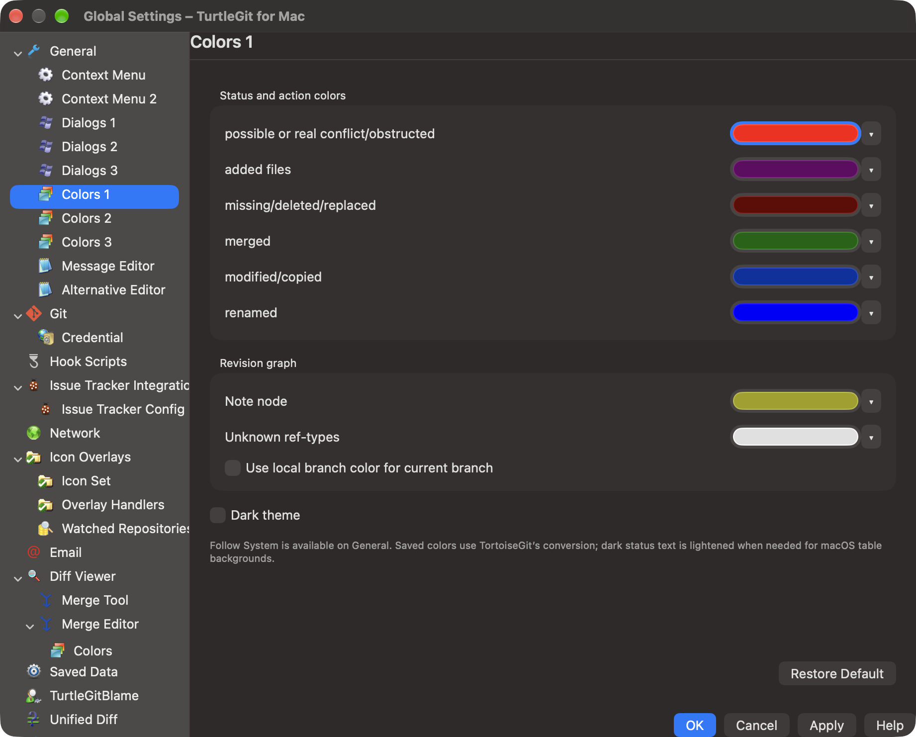 settings colors 1 dark