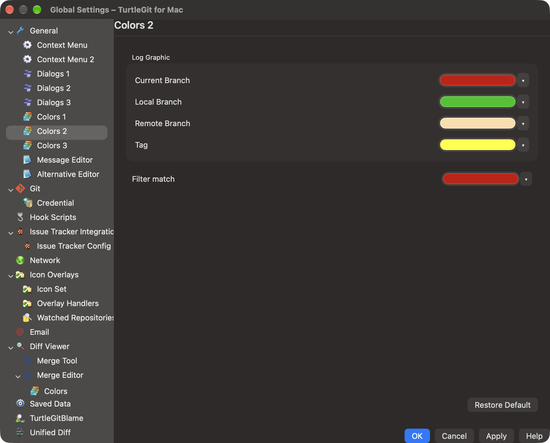 settings colors 2 dark