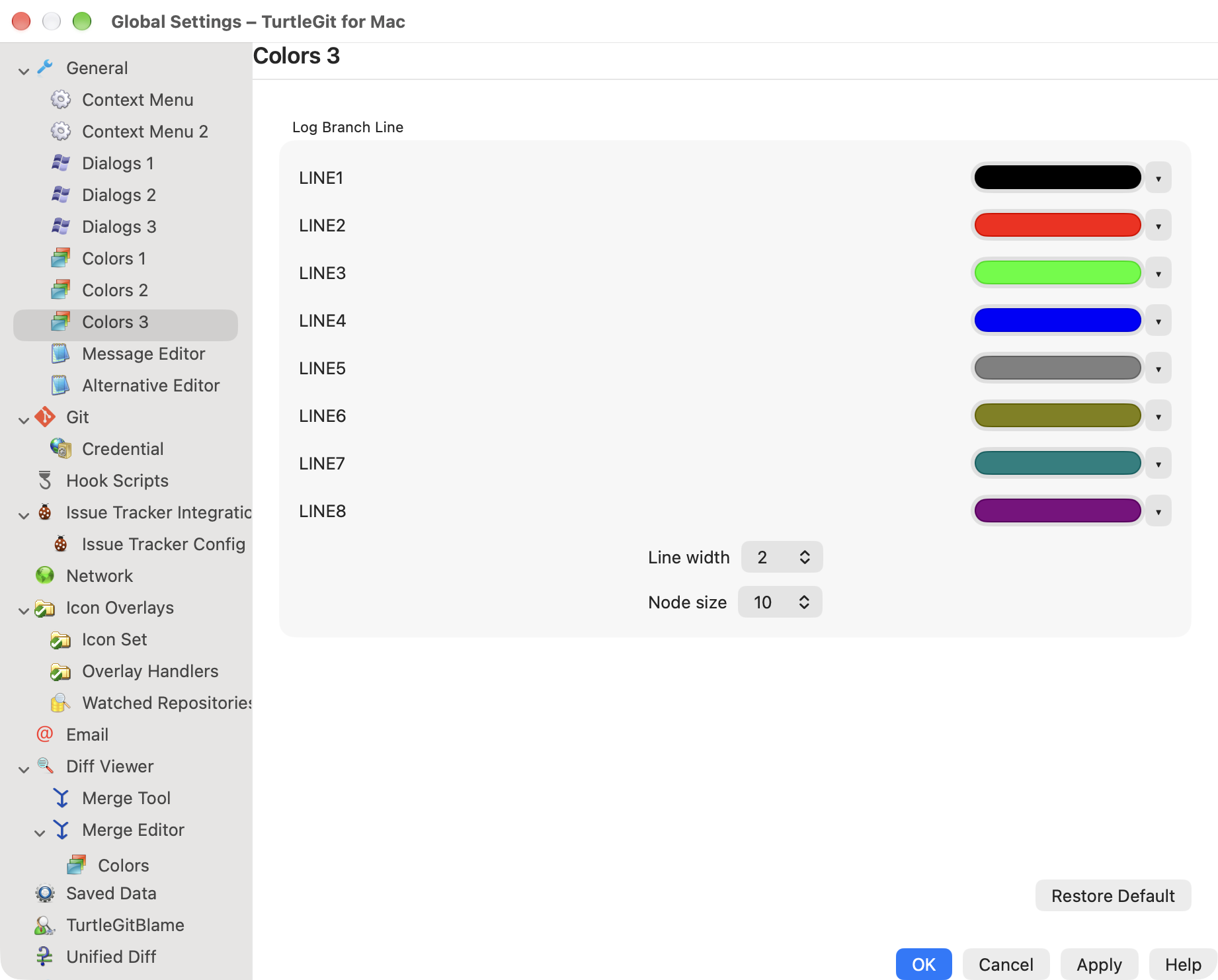 settings colors 3 light
