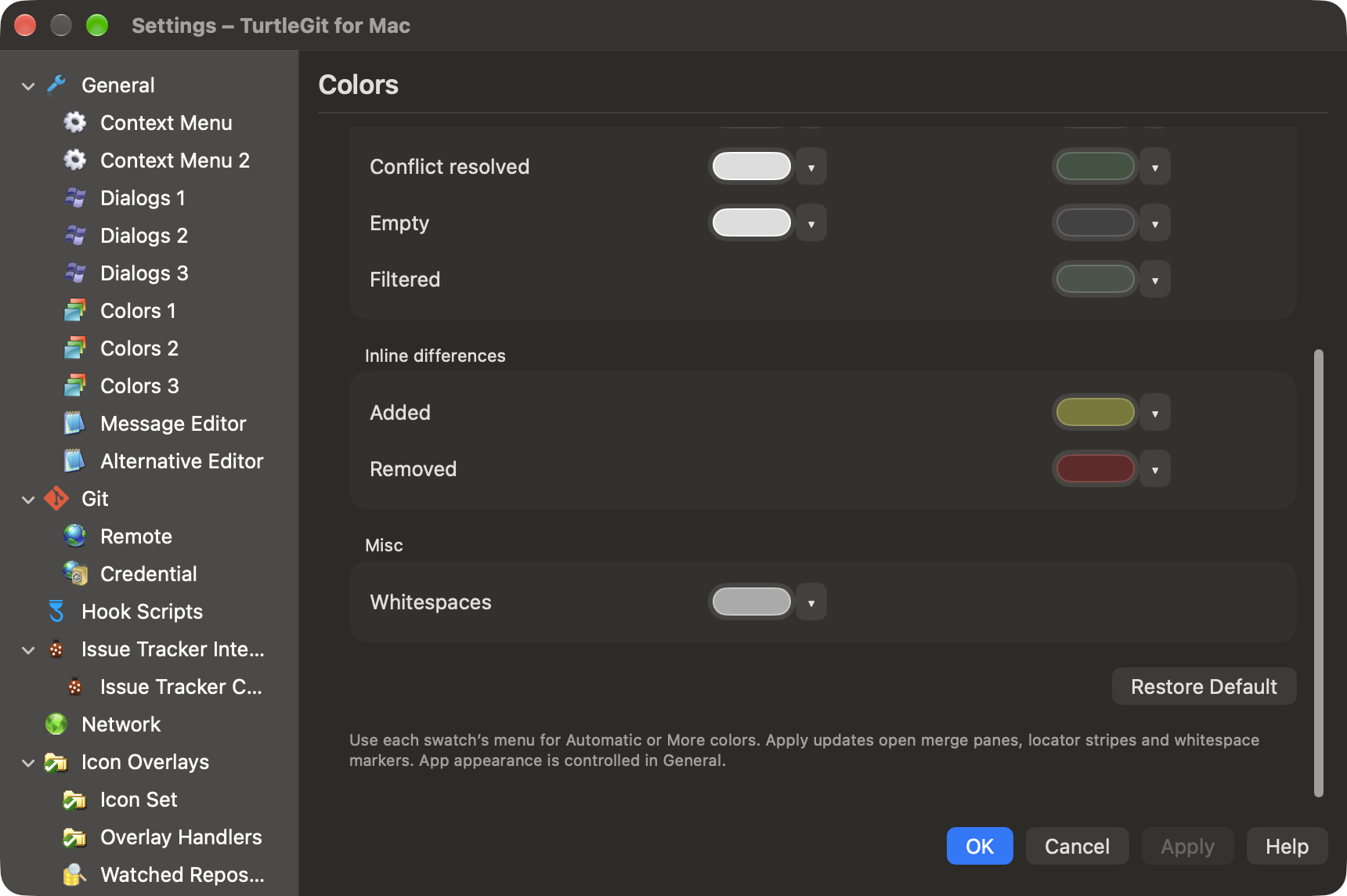 settings layout small bottom dark