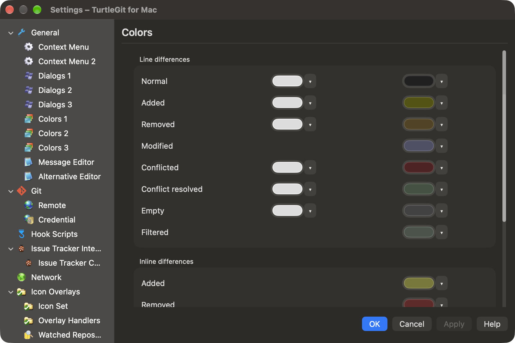 settings layout small top dark