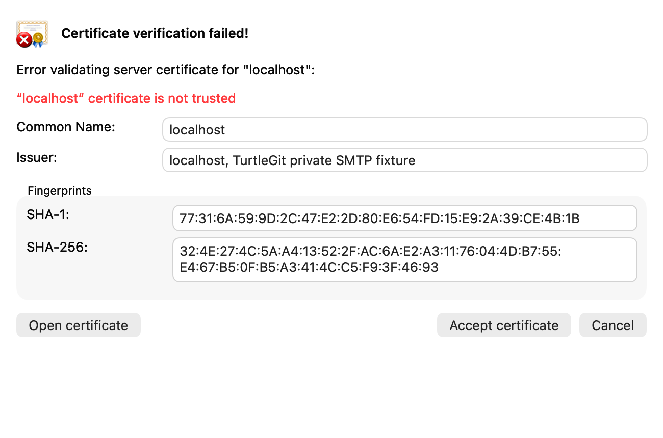 SMTP certificate review, light