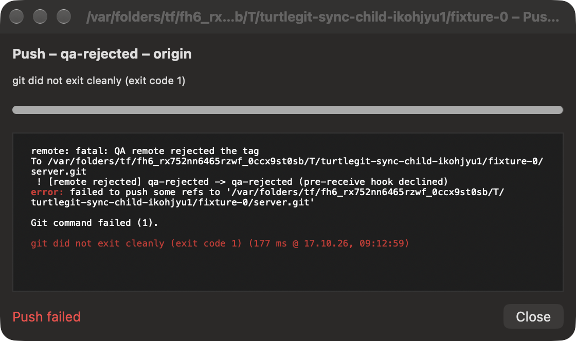 Sync tag Push rejection, dark