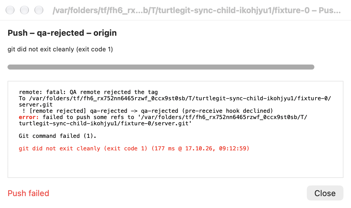 Sync tag Push rejection, light