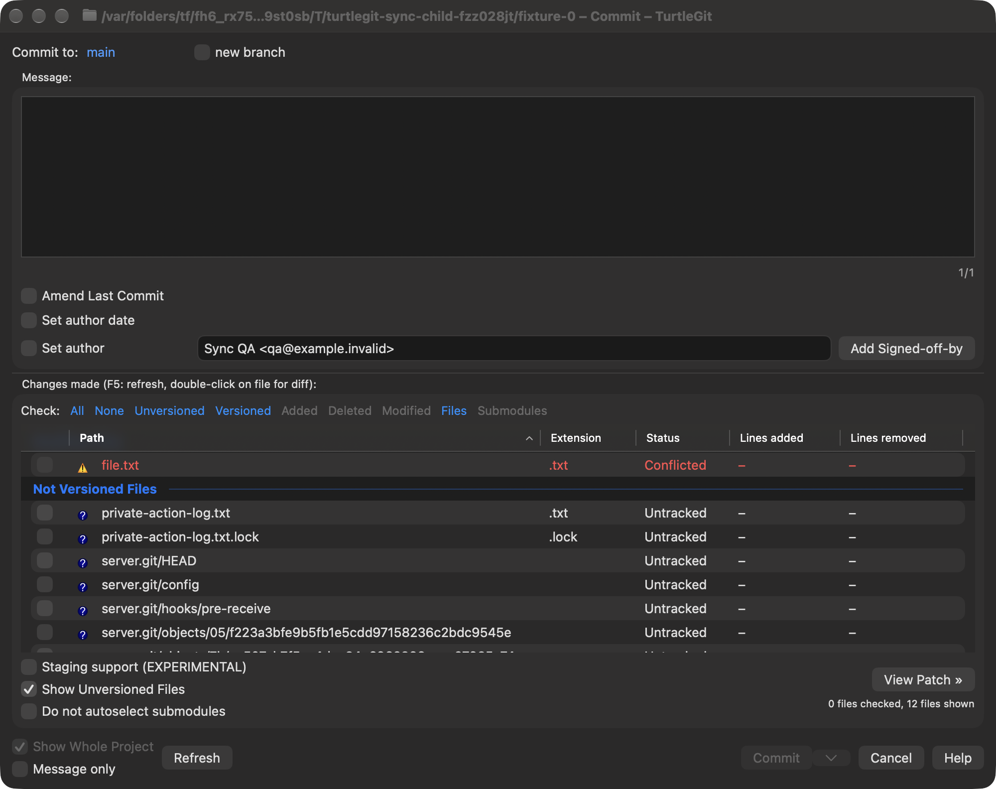Commit opened by Sync recovery, dark