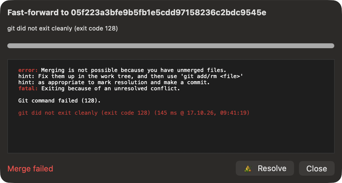 Sync failed fast-forward recovery, dark